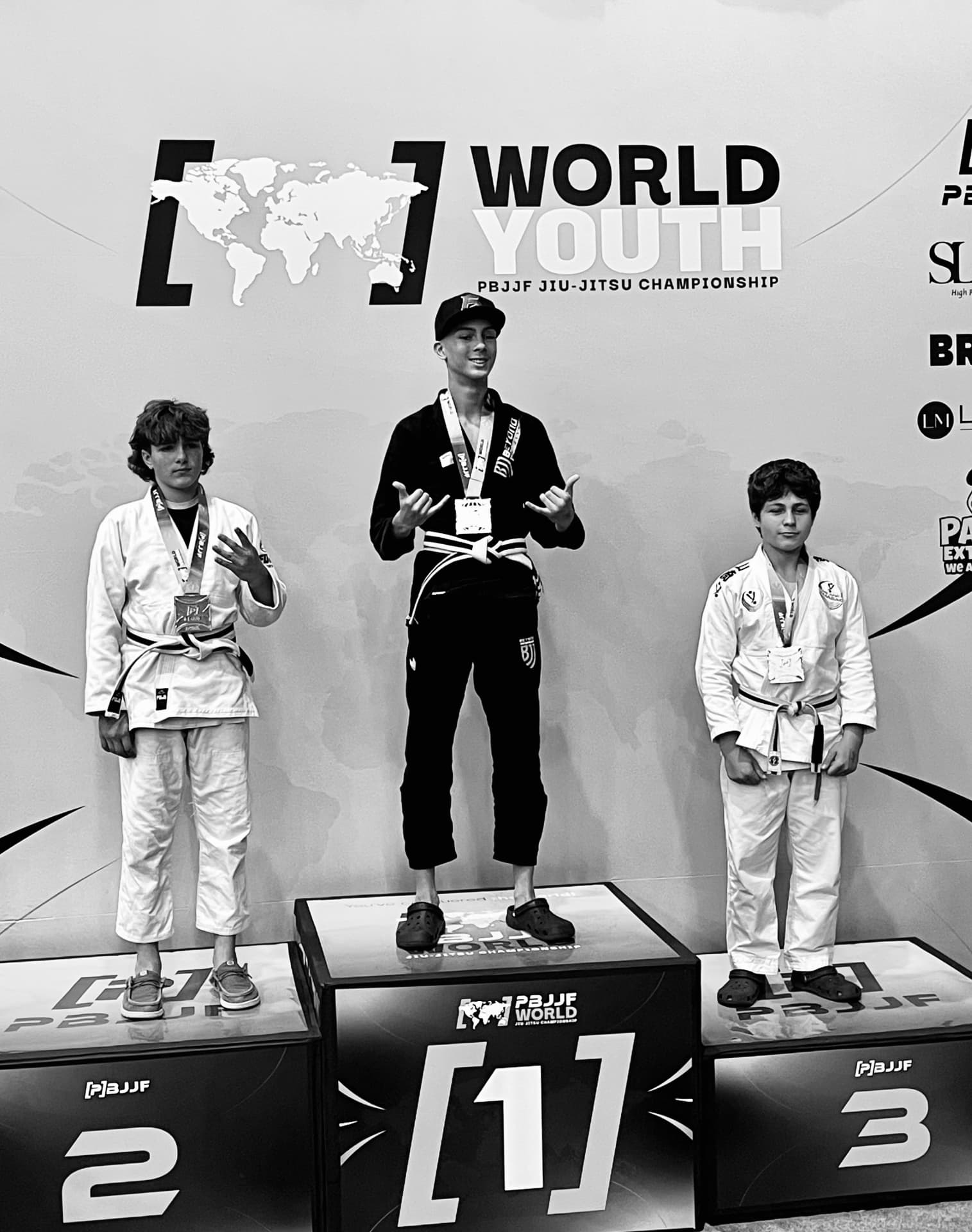 Jace Brown on the podium at PBJJF World Youth Championship